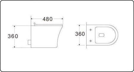Унитаз подвесной CeramaLux 2617E белый с сиденьем микролифт безободковый каскадный смыв