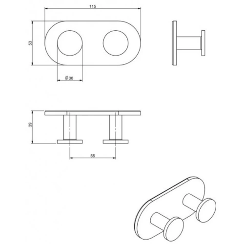 Планка 2 крючка Langberger MOLVENO 72132 - фото 3