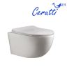 Унитаз подвесной Cerutti SPA CT10361 белый с сиденьем микролифт безободковый каскадный смыв