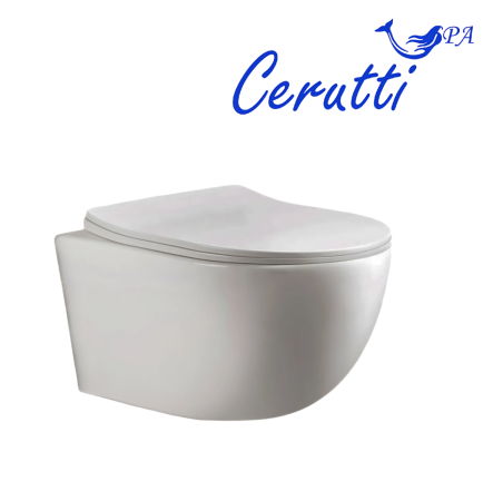 Унитаз подвесной Cerutti SPA CT10361 белый с сиденьем микролифт безободковый каскадный смыв