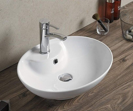 Раковина из санфаянса CeramaLux 78197 51х41 накладная цвет белый 1 отверстие под смеситель