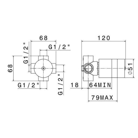 Встраиваемая часть переключателя/запорного вентиля 1/2" Newform 27893.00.000