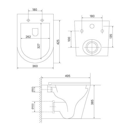 Унитаз подвесной IDDIS Axes AXERDSEi25 белый с сиденьем микролифт безободковый смыв воронка-водоворот