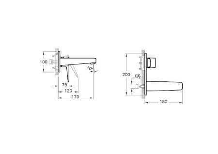 Смеситель для раковины Vitra Root Square A4273826EXP встраиваемый в стену медь