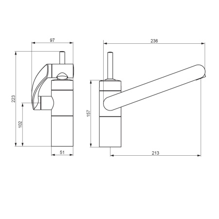 Смеситель для кухни Damixa Arc 290007264 на раковину/на столешницу никель без термостата
