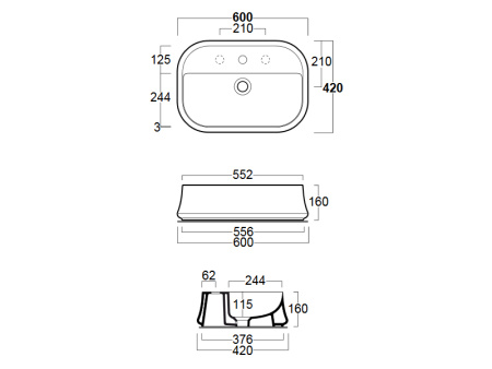 Раковина из санфаянса Simas SH 09 60х42 накладная цвет белый