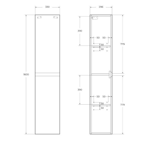 Шкаф-пенал BelBagno Kraft KRAFT-1600-2A-SC-RNN-R 33x30x160 - фото 2