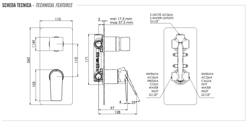 Смеситель для душа Remer Dream D92 встраиваемый в стену хром - фото 2