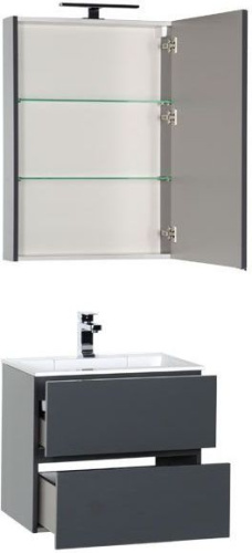 Комплект мебели: тумба с раковиной + зеркало-шкаф Aquanet Алвита 00184576 60х45,5х138,1 подвесной - фото 2