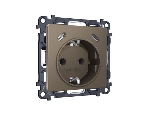 Комплект механизма электрической розетки 2USB С+C 20W с/з на винтовых зажимах 16A-250V Ambrella Volt MA MA640510 - фото 3