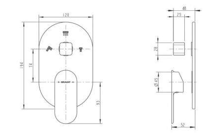 Смеситель для душа Bravat Gina P69194C-ENG встраиваемый в стену хром