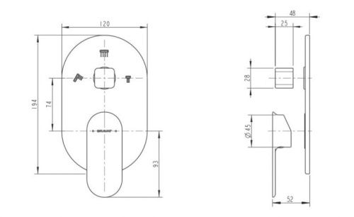 Смеситель для душа Bravat Gina P69194C-ENG встраиваемый в стену хром - фото 2