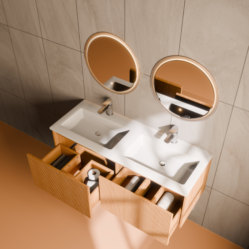 Тумба с раковиной ArtDecco Elizabeth (Элизабет) AEL12W11D100 120x45x40 подвесная цвет белый дуб - фото 3