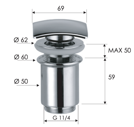 Донный клапан Remer 905SCC114 хром