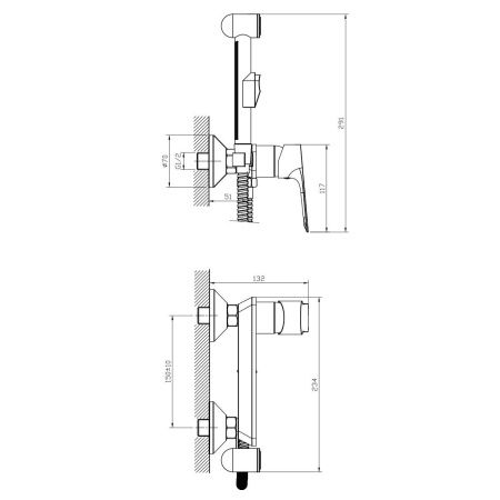 Гигиенический душ со смесителем Rossinka RS27 RS27-52 хром