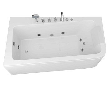 Ванна акриловая гидромассажная Grossman GR-17095-1L 170х95 пристенная асимметричная с ножками Ванна акриловая гидромассажная Grossman GR-17095-1L 170х95 пристенная асимметричная с ножками