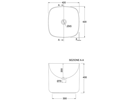 Раковина из санфаянса Scarabeo Moon 5503 42х42 накладная цвет белый