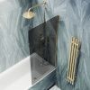Душевая шторка на ванну Maybah Glass MGV-83-3ш 90х140 стекло тонированное профиль золото ориентация универсальная