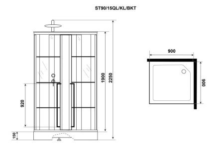Душевая кабина Niagara Standart ST90/15QL/KL/BKT 90х90 квадратная без крыши ориентация универсальная