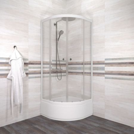 Душевой уголок Тритон Ультра Щ0000072616 80х80 стекло прозрачное профиль белый с поддоном