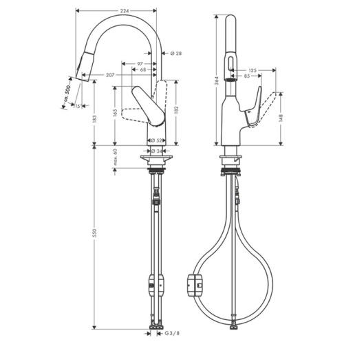 Смеситель для кухни Hansgrohe Focus 71801800 на мойку вороненая сталь - фото 2