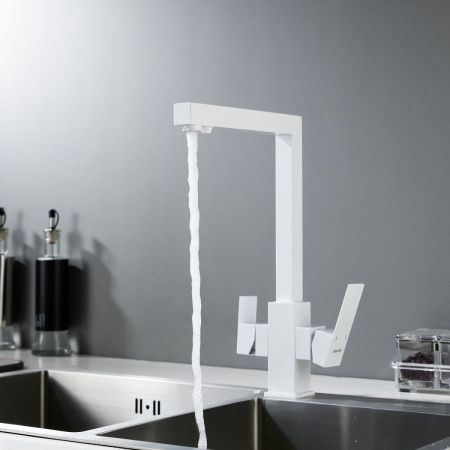 Смеситель для кухни Shevanik S148C на мойку белый