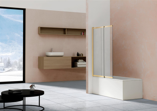 Душевая шторка на ванну Vincea VSB-1E VSB-1E100CLG 100х145 стекло прозрачное профиль золото брашированное - фото 2
