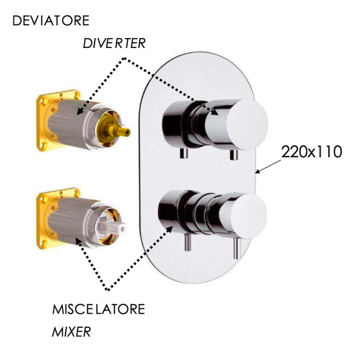 Смеситель для душа Daniel Tokyo TK612D3KBDP встраиваемый в стену брашированное золото - фото 2