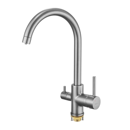 Смеситель для кухни Shevanik S128T на мойку оружейная сталь