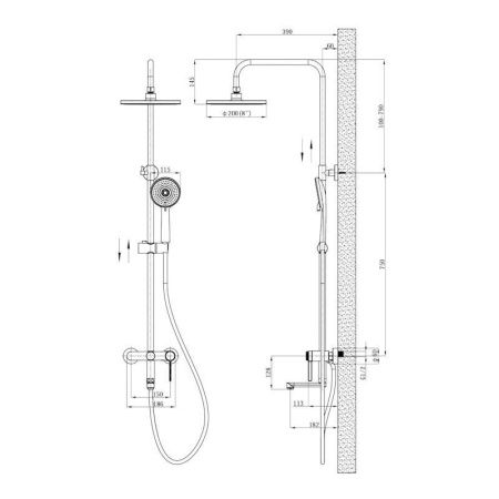 Душевая стойка Esko ST260SCGold настенная цвет золото