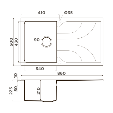 Кухонная мойка Omoikiri Yasugata 86 4993869 86х50 цвет бежевый