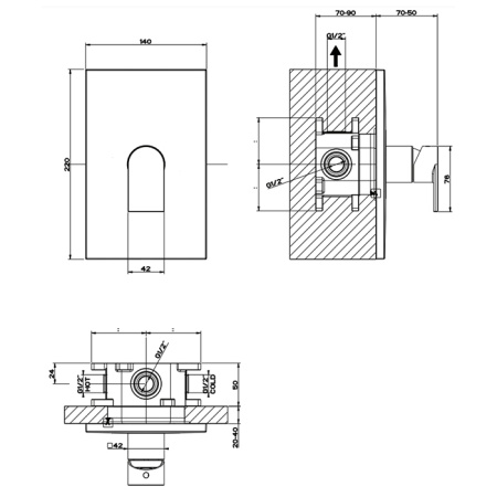 Смеситель Gessi Emporio Via manzoni 44632#031 встраиваемый в стену хром