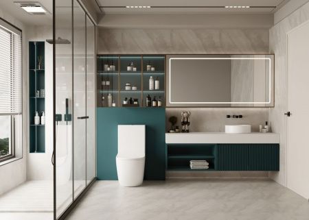 Унитаз напольный с бачком Abber Bequem AC1110 белый с сиденьем безободковый каскадный смыв