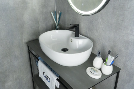 Раковина керамическая Gid Lago 51127 60х40 накладная цвет белый 1 отверстие под смеситель