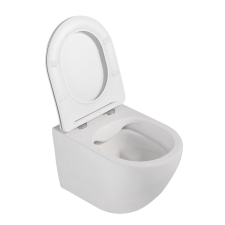 Унитаз подвесной Abber Bequem AC1100MW белый матовый с сиденьем микролифт безободковый каскадный смыв