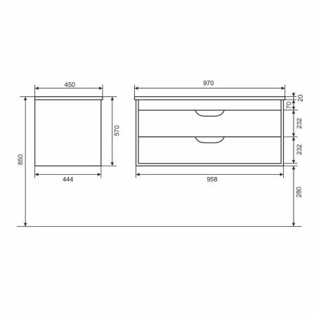 Тумба под раковину Uperwood Modul 2930205155 100х40 подвесная цвет черный