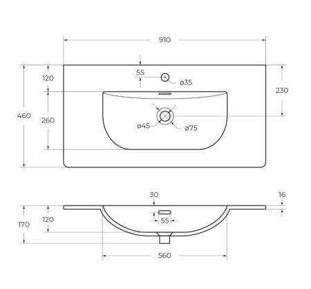 Раковина керамическая BelBagno Uno BB-8099-90 90х50 накладная цвет белый 1 отверстие под смеситель