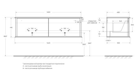 Тумба под раковину Cezares IDRA 55812 140х50