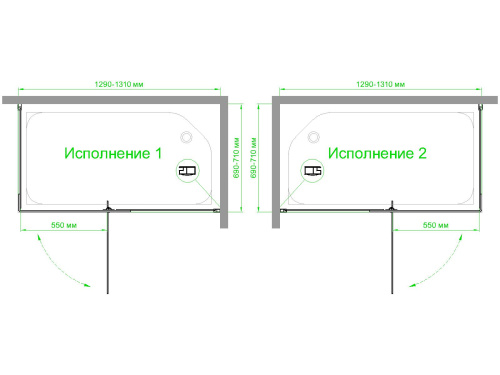Душевой уголок Royal Bath HPVD RB7130HPVD-C-BL 130х70 стекло матовое профиль черный без поддона - фото 4