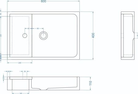 Раковина из искусственного камня Uperwood Piter 291020214 60х40 накладная цвет серый