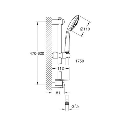 Душевой гарнитур Grohe Euphoria 27231001 настенный хром - фото 3