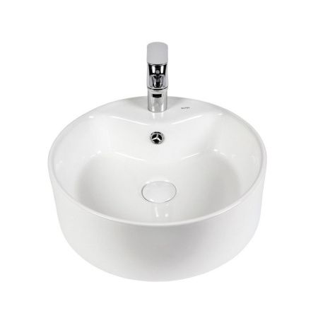 Раковина из сантехнического фарфора Bond Circle S03-410 40х40 накладная цвет белый 1 отверстие под смеситель