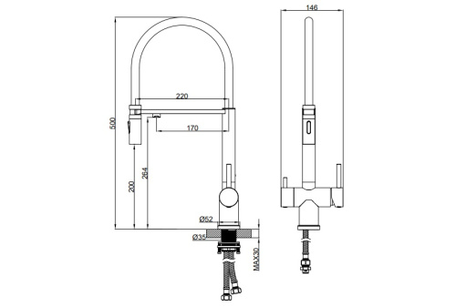 Смеситель для кухни AltroBagno Flusso AltroBagnoFlusso050206BC на мойку медь матовая - фото 2