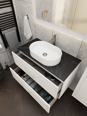 Тумба со столешницей La Fenice CUBO TWIN NFNC-01-CUB-B-100-2-3-GB 100х50 подвесная цвет белый