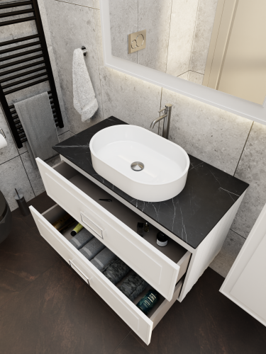 Тумба со столешницей La Fenice CUBO TWIN NFNC-01-CUB-B-100-2-2-GB 100х62х49 подвесная цвет белый - фото 4