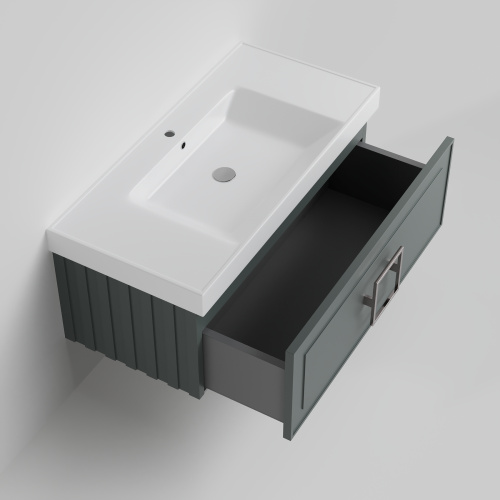 Тумба с раковиной La Fenice CUBO NFNC-01-CUB-G-100-1-100 101х36х49 подвесная цвет серо-зеленый - фото 2