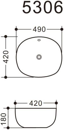 Раковина керамическая Art&Max AM5306-W 50х40 накладная цвет белый