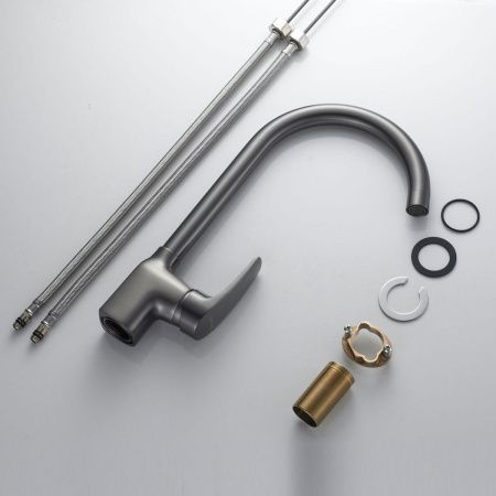 Смеситель для кухни Shevanik S5053T на мойку оружейная сталь