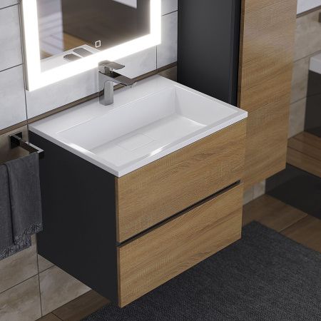 Раковина из искусственного камня Uperwood Barsa 2911120345 60х50 полувстраиваемая цвет белый