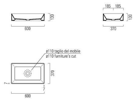 Раковина из сантехнического фаянса GSI Kube X 945311_УЦ/4 60х40 накладная цвет белый